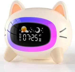 ANALOI Kids Alarm Clock Ok to Wake Alarm Clock for Kids, Toddlers Night Light Clock for Bedroom, Cat Alarm Clock with Sleep Training and Sound Machine, Birthday Gift for Boy Girls Children