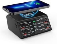 100W 8 Port Multiple USB Charging Station with 4 Quick Charge 3.0, 4 USB C PD Port, Wireless Charger, LCD Display Fast Charging Hub for 1Phone 13 12 1Pad Sam.Sung and More (838W 100W)