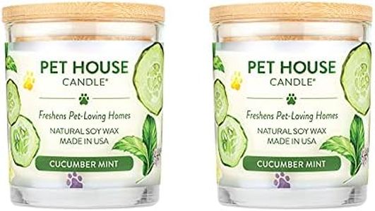 Pet House Cucumber Candles, Natural Scented Candles for Pet Odors, 60 Hour Burn Time - Cucumber Mint, 9 oz, 2 Pack