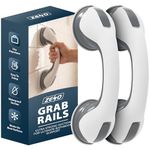 ZENO Grab Rails for Bathroom 2PCS | Support Grab Handle | Bathroom Grab Rails | Disability Aid Suitable for Bath & Shower | No Fixings Needed for Bathroom | Suction Cup Safety Handle (Grey & White)