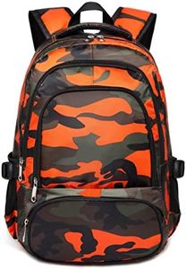 BLUEFAIRY Kids Backpack for Girls and Boys Elementary Middle School Bag Bookbag for Childs, Black/Orange, One Size, Laptop