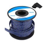 Aibole 100Ft-1/4 Balck＆Blue Cable Management Cord Protector Braided Wire Loom Braided Cable Sleeve for Television, Audio, Computer Cables, Prevent Pet from Chewing Cords…