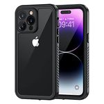 Lanhiem for iPhone 14 Pro Case, IP68 Waterproof Dustproof Shockproof 14 Pro Cases with Built-in Screen Protector, Full Body Sealed Protective Front and Back Cover for iPhone 14 Pro -6.1 inch (Black)