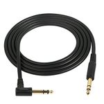 CERRXIAN 1/4 Inch Guitar Instrument Cable, Right Angle 6.35mm Male TRS to 6.35mm Male TRS Stereo Audio Cable for Bass,Keyboard,Mixer,Amp,Electric Guitar (1.8m, Black)