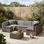 Furniturebox UK Rattan Garden Furniture - Orlando Outdoor Furniture Sofa Set - Modern & Elegant 6 Seater Garden Patio Table, Cushions and Chairs - Cover Included (Chocolate Brown)