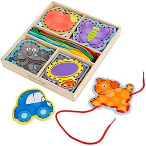 Melissa & Doug Alphabet Wooden Lacing Cards with Double-Sided Panels and Matching Laces