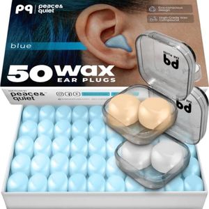 Peace&Quiet PQ Wax Ear Plugs for Sleeping, Swimming - 54 Noise Cancelling Silicone Gel Wax Earplugs, Ear Protection for Sleep and Swim, Soft Pillows with Sound Blocking Level, (54 Pillows)