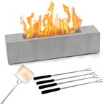 BACOENG Tabletop Fire Pit, Mini Bioethanol Fireplace Portable Concrete, Table Top Fire Bowl for Indoor and Outdoor Use, Gray, 38 x 8.5 x 8.5 cm