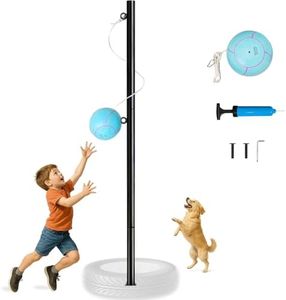 Fanmoss Tetherball Set with Ball and Rope, Heavy Duty Outdoor Game, Backyard School Camp Use for All Ages (Tetherball-Set-with-Ball)