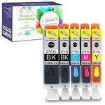 Topcolor 5 Pack Compatible Edible Ink Cartridges Replacement for PGI-270 CLI-271 Ink Cartridge Work for PIXMA TS5020 TS6020 TS8020 MG6820 MG6821 MG5720 MG5721 Printer (PGBK/Black/Cyan/Magenta/Yellow)