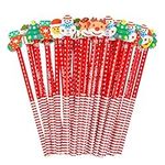 THE TWIDDLERS - 100 Christmas Themed Pencils with Rubber Erasers, Santa Xmas Tree Reindeer Snowman, Assorted Festive Designs for Kids Gift Toys, Party Bag Fillers Favours