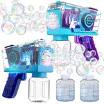 Eaglestone Bubble Gun 2 Packs, Automatic Bubble Machine for Kids, 10-Hole Bubbles Wands Blaster for Toddlers with LED Lights & Solution,Bubble Party Favor, Outdoor Game Toys for Boys & Girls Ages 3+
