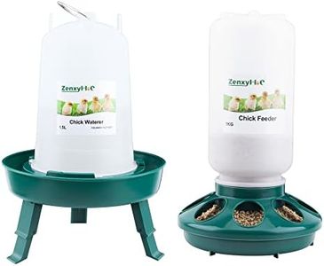 ZenxyHoC Chick Feeder and Waterer Kit, 2.2LBS Chick Feeder and 0.4Gal Chick Waterer with 3 Adjustable Heights Combo for Baby Chicken Duck Brooder