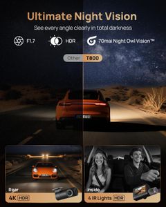 70mai 4K Dash Cam T800 – 3-Channel Car Camera