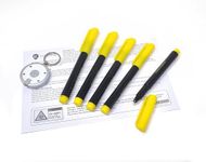 Covans 5 x UV Ink Permanent Marker Pen. Ultra Violet Security Markers. Complimentary UV Blacklight Keyring LED Light Torch