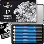 Castle Art Supplies 12 Piece Graphite Drawing Pencils Set | For Adult Artists – Beginners and Advanced | Presented in Attractive, Compact, Sturdy Metal Case With Tutorial