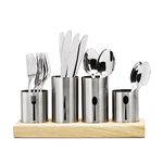 Sorbus Utensil Holder,Upright Silverware Holder with Caddy for Spoons, Knives and Forks, Entertaining,Stainless Steel Cutlery Organizer with Bamboo Wood Base