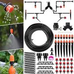 Aiglam Garden Irrigation System 131FT/40M Drip Irrigation Kit，1/4" Blank Distribution Tubing Adjustable Automatic Drip Irrigation Kits for Garden Greenhouse,Flower Bed, Patio Plants