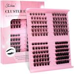 Fenshine Cluster LashesIndividual Lashes Wide Stem C/D Curl 9-15mm Length DIY Eyelash Extension Individual Soft False Lashes for Personal Use at Home (MIX 9-14 mm, 4 styles MIX)