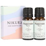 Nikura Peppermint Essential Oil - 20ml (2 x 10ml) | Perfect for Repelling Spiders, Rats, Mice, Bugs, Ants | Great for Hair, Headaches Relief, Energy Boost, Skin, Candle Making | Vegan & UK Made