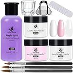 MAGIC ARMOR Acrylic Nail Kit - Acrylic Powder and Liquid Monomer Set Clear,White,Pink Professional Acrylic Nail Set With Nail Brush Tips Acrylic Nail Powder Acrylic Liquid Acrylic Nail Art Beginners Kit For Nail Extension