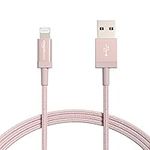 Amazon Basics Nylon Braided Lightning to USB A Cable - MFi Certified iPhone Charger, Rose Gold, 6-Foot