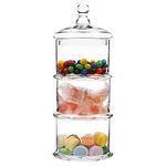 MyGift 3 Tier Stacking Apothecary Jars, Round Glass Candy and Cookie Dishes by MyGift