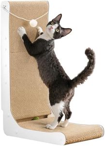 Gimars Vertical Cat Scratcher, L-Shape 26.8'' Cat Scratching Cardboard with Balls, Large Size Cat Scratch Pad Wall Mounted, Cat Toys for Protecting Furniture