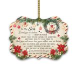 HYTURTLE to My Son Christmas Ornament Tree Decoration Gifts for Son from Mom Dad - Best Son Gifts from Parents - Inspirational Motivational Gifts for Son Boys - Christmas Decor Aluminum Ornament