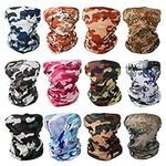 GUIFIER 12 PCS Seamless Bandanas Face Mask Wide Headband Magic Scarf Bandana Headwrap Headscarves Sport Guys Sweatband Wide Hairbands Elastic Tube Head Wrap Neck Warmer for Riding, Running,Cycling