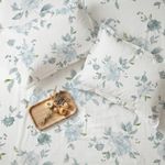 Urban Space Serene 100% Cotton King Size Bedsheet, 200 TC Super Soft Bed Sheet for King Size Bed, Floral Design King bedsheet with Two Pillow Covers (108" x 108", Sapphire Dusty Blue)