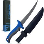 Antowin Fillet Knife for Fish, Pro-Grade Japanese SG2 Stainless Steel Blade, Heavy Duty Fishing Filet Knives Saltwater with SharkGrip Pro Ergonomic Handle, with Premium Nylon Sheath, Blue, 7"