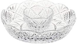 Godinger Crystal Appetizer Serving Platter for Parties Chips and Dip or Snacks Hosting Plate