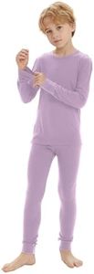 Iguana Unisex Kids 100% Merino Wool Base Layer Set Midweight Thermal Underwear Sets for Girls and Boys Violet 9-10