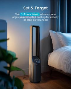 Pro Breeze Silent Bladeless Tower Fan – Ultra Quiet, 10 Speeds, Remote