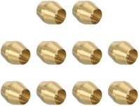 PATIKIL 1/8" ID Compression Sleeve Ferrules, 10 Pack Brass Sleeve Ferrules Compression Fitting Assortment Kit for Water Oil Air Pipe