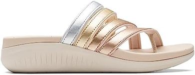 Clarks Cloudsteppers Women's Glide Hi Iris Flip-Flop, Metallic Multi Synthetic, 9 Medium US