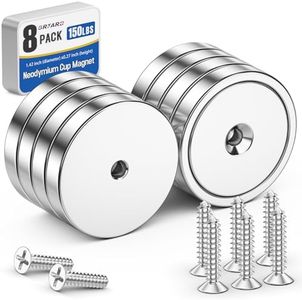 Grtard 150LB Neodymium Magnets, 8 PCS Strong Cup Magnet with Hole and Screw