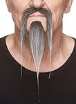 Mustaches Self Adhesive Fake Mustache and Beard, Novelty, Shaolin False Facial Hair, Costume Accessory, Salt & Pepper Color