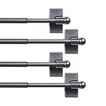 H.VERSAILTEX 4 PACK Magnetic Curtain Rods for Metal Doors Multi-Use Adjustable Rods Tool Free for Iron and Steel Place 1/2" Diameter, with Petite Ball Finials (16"-28", Pewter)