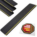 Anti Slip Stair Tread Strips 6" x 24" (4-Pack) Skid Guard No More Slipping Non-Slip Step Tape with 1/4" Yellow Reflective Stripe 4 Pre-Cut Strips for Stairs and More