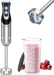 FRESKO Stainless Steel Hand Blender, 1200W Electric Stick Blender with 12 Speed and Turbo Mode, Heavy Duty Copper Motor Immersion Blender,700ml Beaker for Baby Food, Smoothies, Soup, BPA-Free