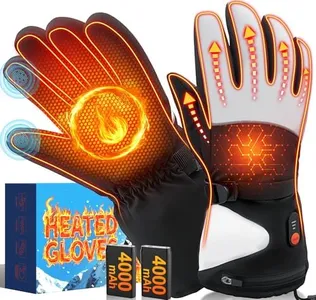 Heated Gloves for Women Men, Upgraded 4000mAHx2 Rechargeable Heated Gloves with Touchscreen, Waterproof Non-Slip Electric Heating Gloves for Motorcycle Hunting Skiing Outdoor Work