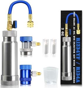 GallopMax R1234YF & R134A AC Oil Dye Injector Kit with 2 Snap Quick Couplers 2 Oil Checkers 2oz Measuring Cup