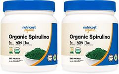 Nutricost Organic Spirulina Powder 1LB (2 Bottles) - 1g Per Serving