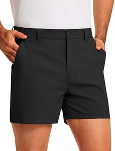 PULI Golf Shorts for Men 7'' Inseam Stretch Casual Dress Shorts with Pockets Waterproof Lightweight Quick Dry Sunproof Black Waist 34