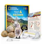 National Geographic Break Open 4 Geodes Science Kit – Includes Goggles & Display Stand - STEM Science Gift for Boys & Girls, Break Your Own Geodes