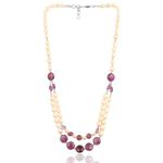 Pearlz Gallery Fresh Water Pearl And Amethyst Beads 18 Inches Necklace for Girl's & Women