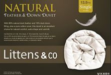 Littens Duck Feather and Down Duvet Quilt, 13.5 Tog Single Bed Size, 15% Down, 230TC 100% Down-Proof Cotton Casing, Heavy, Winter Warm