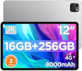 Android Tablet, 12 inch Large Screen Tablet, 2 Years Protection, 1200 x 2000 IPS 2K Resolution Display, Reinforced Type-C Port, 18W PD Charger, 8000mAh Battery, 8MP+13MP Camera, WiFi 6 & Bluetooth 5.4